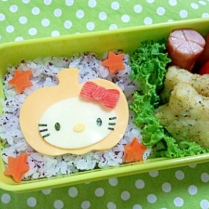 簡単キャラ弁☆ハロウィン　かぼちゃキティのお弁当♪